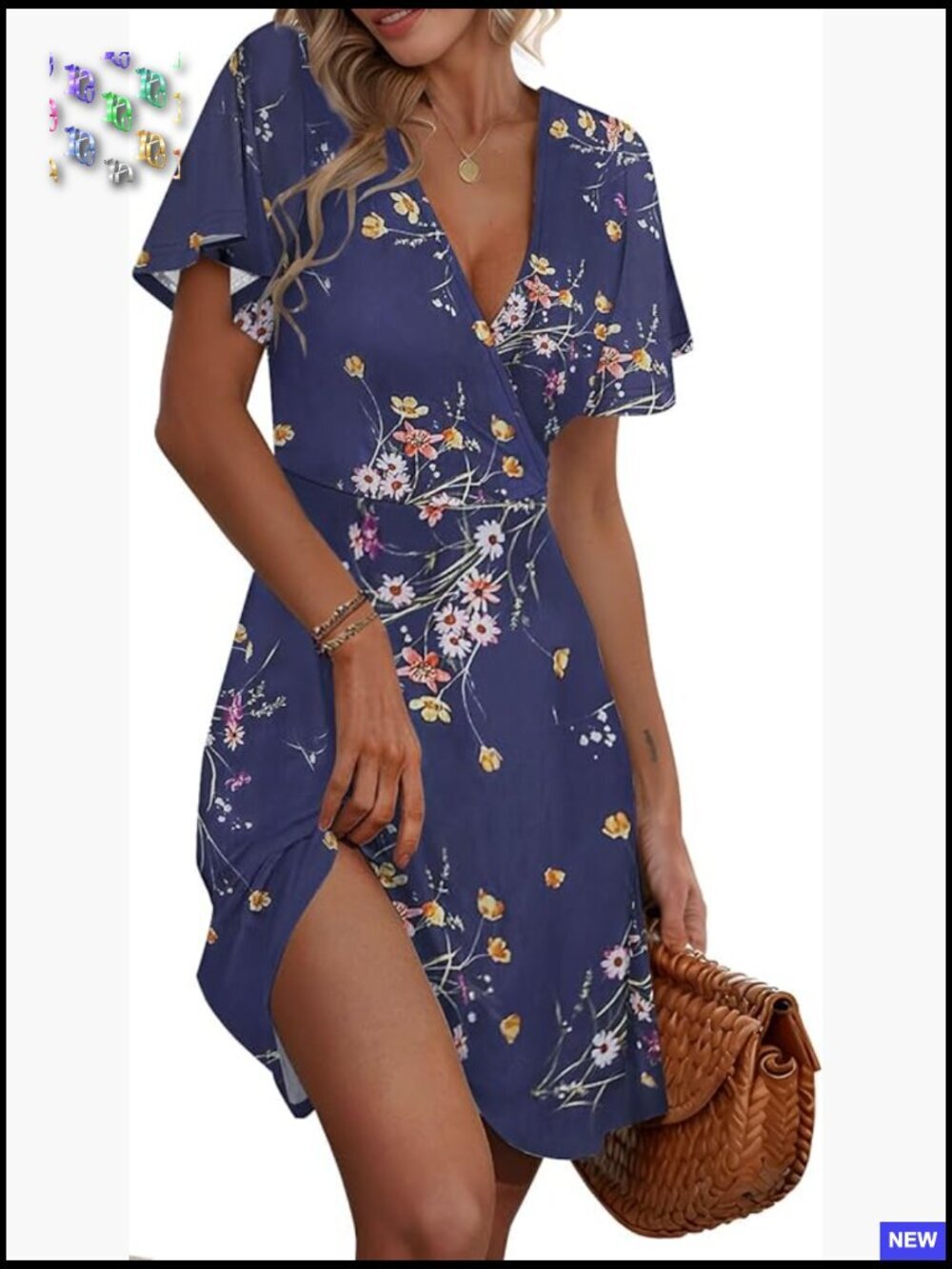 Floral Printed V-Neck Sundress Flowy Boho Chic Casual Summer Dress